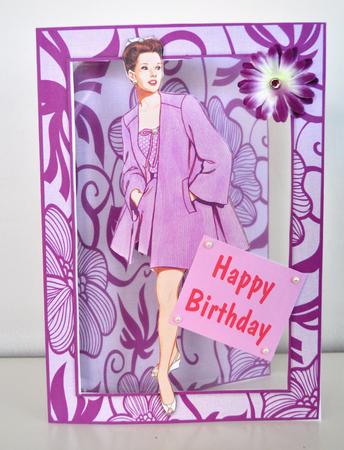 Vintage Fashion Lady on Art Deco Background Quick Card by Elaine Thompson