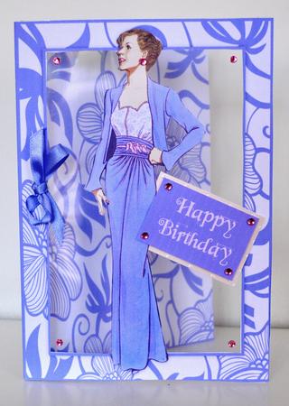 Vintage Fashion Lady on Art Deco Background Quick Card by Elaine Thompson