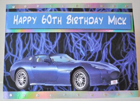 Blue Sports Car Decoupage by Elaine Thompson