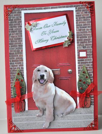 Christmas Door with Golden Retriever by Elaine Thompson