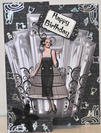 Deco Silver Panels with Stylish Lady by Elaine Thompson