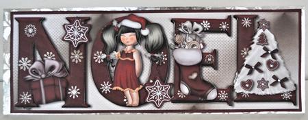 Make a Wish Noel Large Dl Card Front with Decoupage by Elaine Thompson