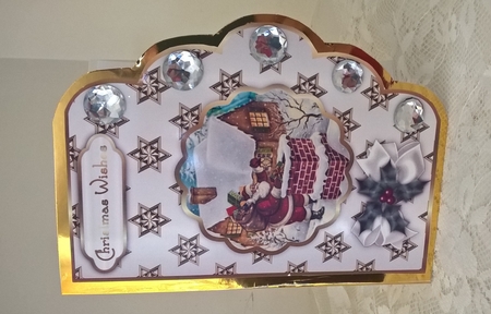 Vintage Santa A4 Scallop Card Front by Elaine Yallop