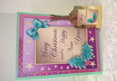 Elegant Christmas Greeting Quick Card with 3D Decoupage by Elaine Yallop