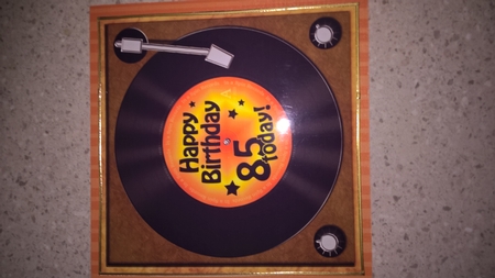 85th Birthday Record Wavy Corner Side Stacker Topper by Elaine Yallop
