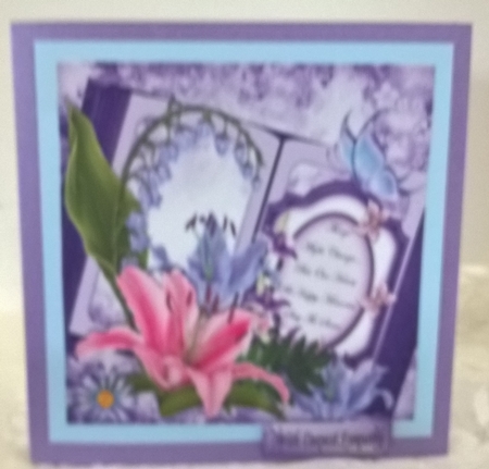 Lilac/pink Lilies and Butterfies on a Book 8x8 by Elaine Yallop