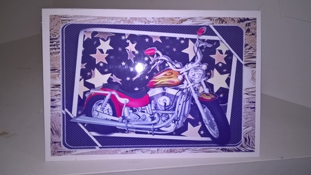 Customized, Motorbike with Flames and Gold Stars in Frame A4 by Elaine Yallop