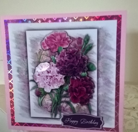 Purple and Pink Carnations Masked by Elaine Yallop
