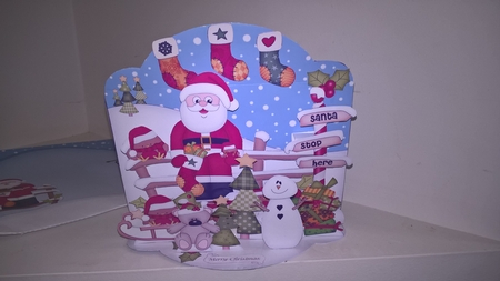 3D Christmas Pop Up Front Card Kit Santa has a Christmas Stocking by Elaine Yallop