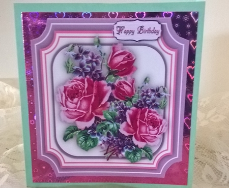 Beautiful Pink roses and Violets  by Elaine Yallop