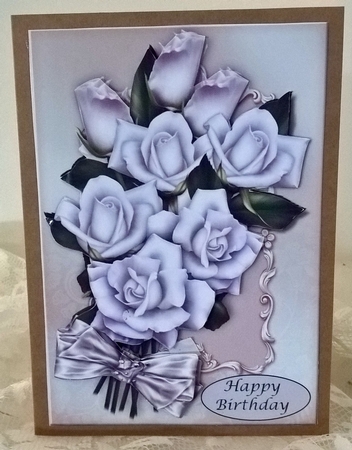 Boquet White Roses Card Topper by Elaine Yallop