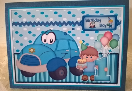 Blue Car Little Boys Birthday by Elaine Yallop