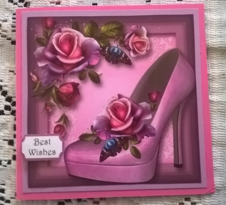 The Summer Shoe With Romantica Roses 8x8 by Elaine Yallop