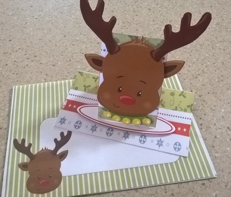 FUNNY FACE CHRISTMAS REINDEER EASEL by Elaine Yallop