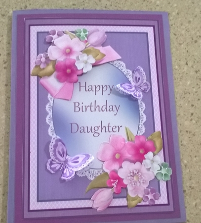 Personalised butterflies and flowers card topper Daughter  by Elaine Yallop