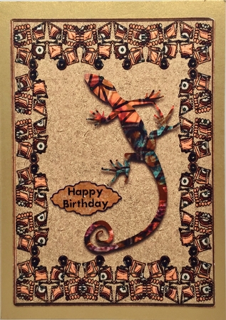 Ethnic Lizard Large Card Front by Elena Pavlova