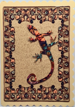 Ethnic Lizard Large Card Front by Elena Pavlova