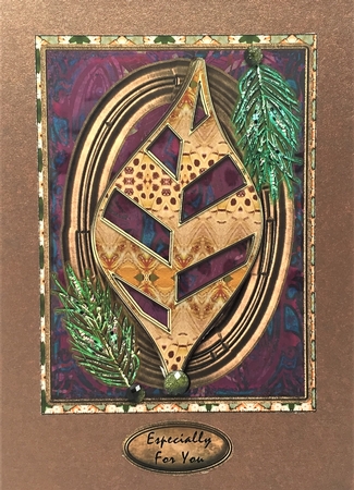 Leaf & Feathers Artistic Card Front 2 by Elena Pavlova