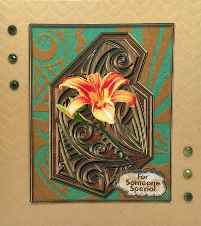 Tribal Patterned Card Front With Lily by Elena Pavlova