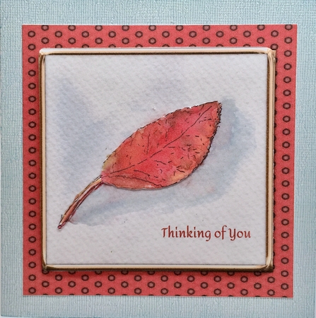 THINKING OF YOU AUTUMN LEAF: 6 by 6 Quick Card With Easy Decoupage & Commercial Use by Elena Pavlova