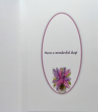 LILACS: 3 Purple and Pink Floral Inserts/Mini Toppers, 1 Blank, 2 With Verse/Sentiments by Elena Pavlova