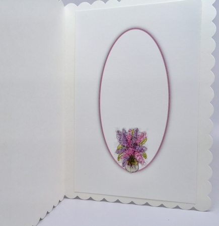 LILACS: 3 Purple and Pink Floral Inserts/Mini Toppers, 1 Blank, 2 With Verse/Sentiments by Elena Pavlova
