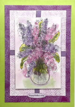 LILACS: 4 x 6 Floral Quick Card With Decoupage, 7 Sentiment Tags Commercial Use by Elena Pavlova