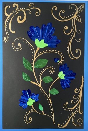 Little Blue Flowers Iris Folding Pattern by Elena Pavlova