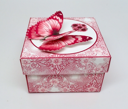 Pink rose & daliah exploding box card with matching gift box. by Elena Pavlova