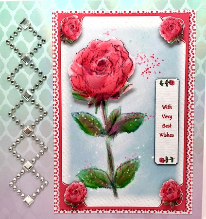 PINK ROSES: A5 Pink Rose Birthday Quick Card With Decoupage & Commercial Use by Elena Pavlova