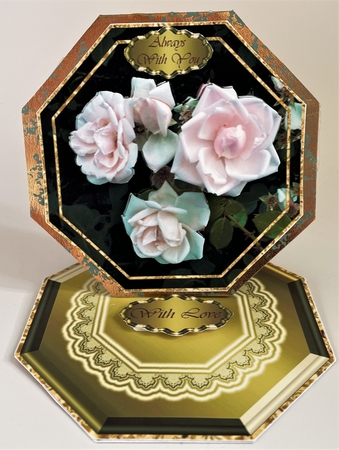 White Roses Octagon Shaped Topper & Blank Single Side Insert by Elena Pavlova