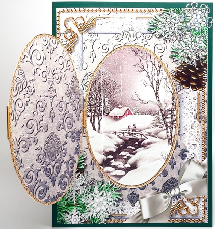 Christmas Winter Scene Snow A5 Locket Card Front by Elena Pavlova