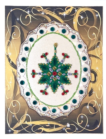 Swirls & Stars Christmas Blank Card Front / Topper 8 by Elena Pavlova