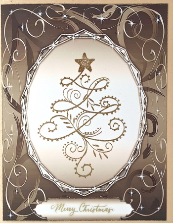 Swirls & Stars Christmas Blank Card Front / Topper 8 by Elena Pavlova