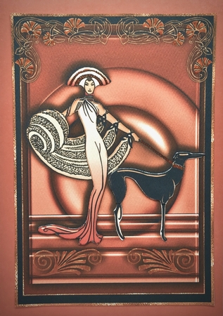 Art Deco Lady & Dog Topper 2 by Elena Pavlova