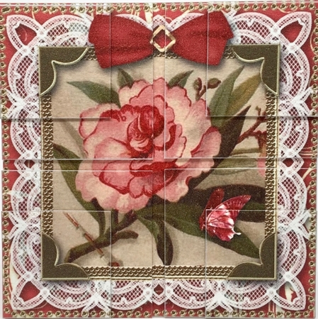 Lacey Oriental Peony Card Envelope 4 Corner Stacker Aio by Elena Pavlova