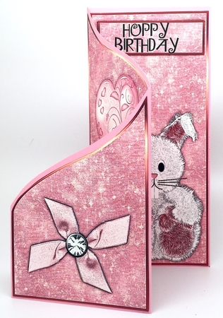 Hoppy Birthday Fluffy Girl Rabbit Cascade Card Sheet by Elena Pavlova