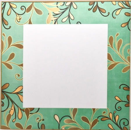 Gold Swirl Mint Linen Midi Card and Envelope Sheet by Elena Pavlova