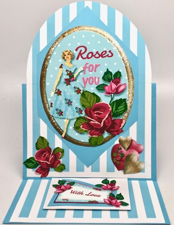 50's Kitsch Vintage Roses Twisted Easel (blue Set) by Elena Pavlova