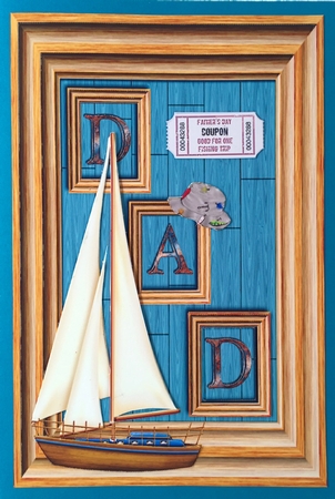 Sale Boat in a Wooden Frame for Dad A4 by Elena Pavlova