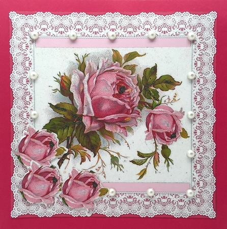 Pink French Roses with Lace by Elena Pavlova