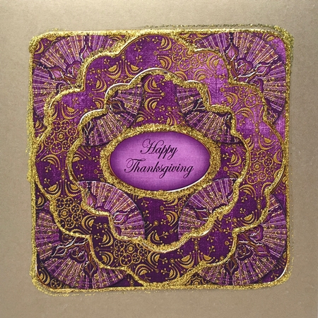 Dpurple Goldflake Happy Thanksgiving 3D Rosette Topper by Elena Pavlova