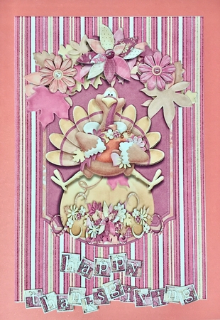 Happy Thanksgiving Turkey Card Front by Elena Pavlova