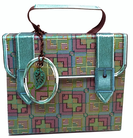 Briefcase Gift Box Teal & Plum Cubes by Elena Pavlova