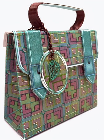 Briefcase Gift Box Teal & Plum Cubes by Elena Pavlova