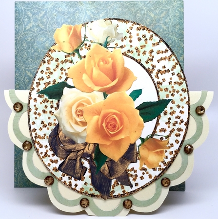 Yellow and Cream Roses on Gold by Elena Pavlova