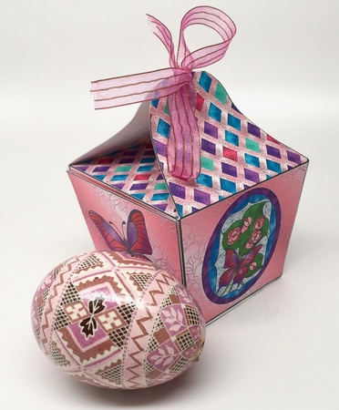 Pink Stained Glass Floral Butterfly Gift Box by Elena Pavlova