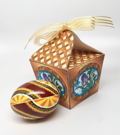 Gold Stained Glass Floral Gift Box by Elena Pavlova