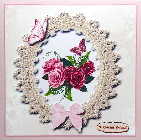 8x8 Vintage Roses with Lace and Butterflies by Elena Pavlova