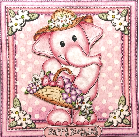 3D Lola Elephant's Basket Animated Moveable Wobble Head Kit by Elena Pavlova